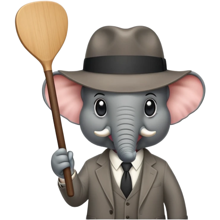 elephant mafia boss with fedora hat holding a paddle emoji