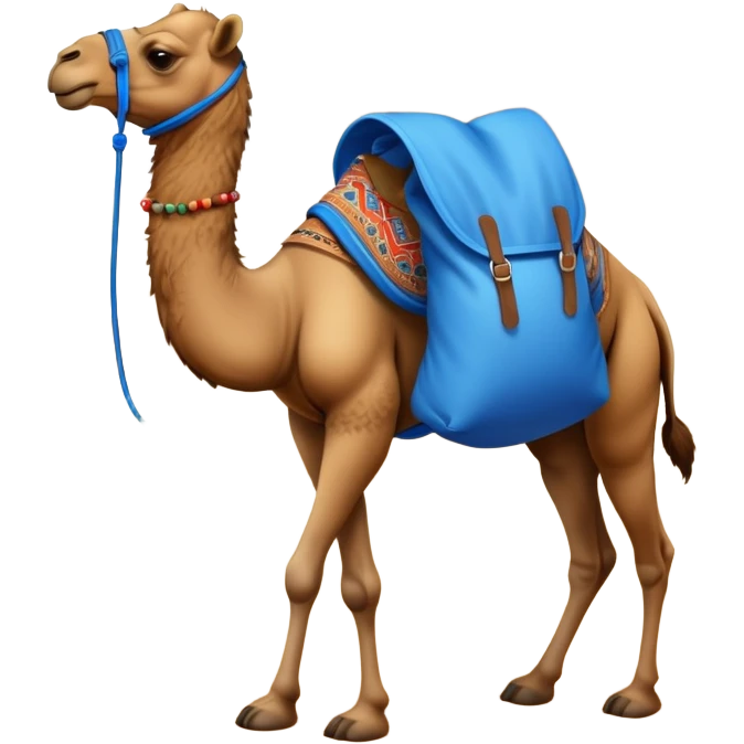 camel with a blue sack with spices on his back emoji