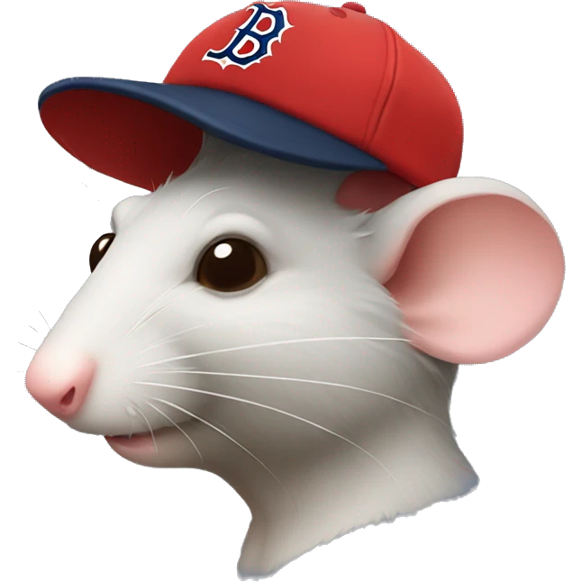 Side profile rat wearing Red Sox hat emoji