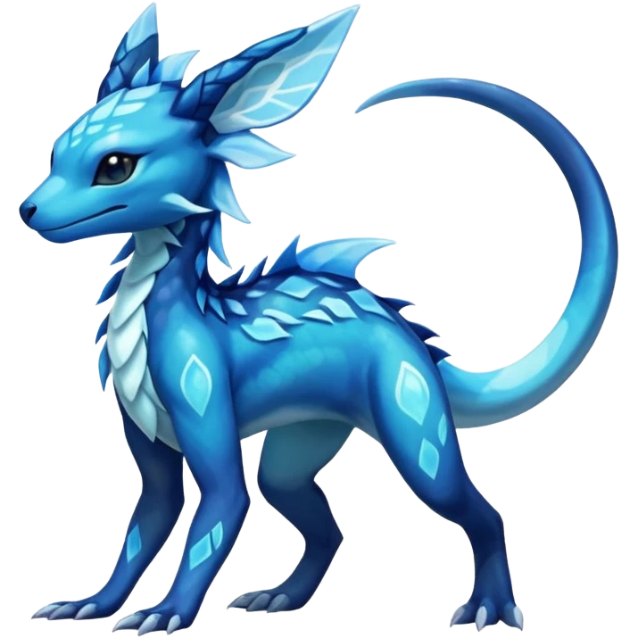 Colorful Dark Shiny Exotic Salandit-Aurorus-Glaceon-Fakémon-hybrid-creature (full body)  emoji