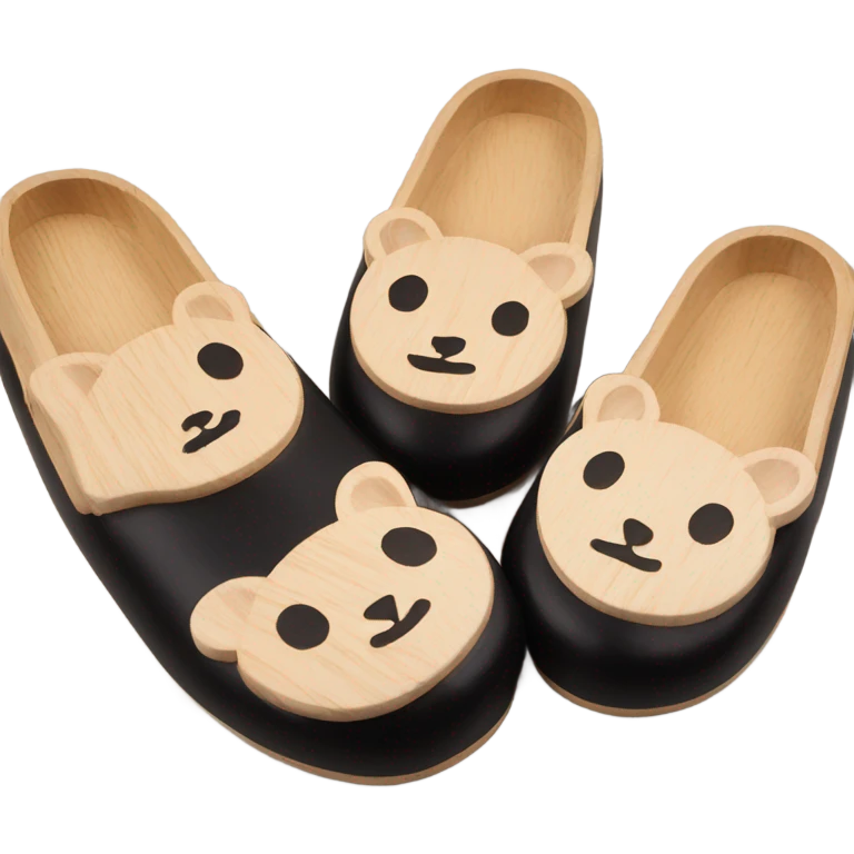 Japan wooden slippers black emoji