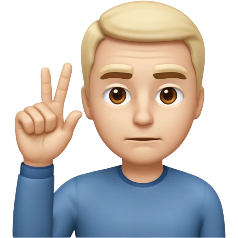 iOS-style 3D emoji: a person with slightly furrowed eyebrows, serious expression, head tilted forward, index finger raised and wagging, with motion lines around the finger to show movement emoji