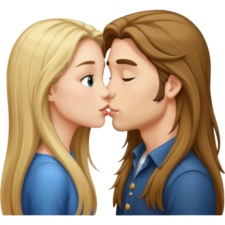 A couple (boy and girl with long hair) kiss make out emoji