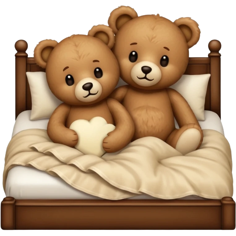 Teddy bear couple in the bed emoji