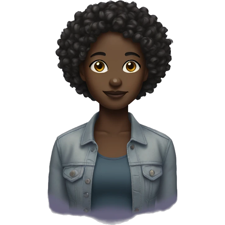 Darkskin, short curly hair  emoji