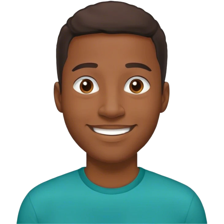 Smiling. Black man in teal shirt emoji