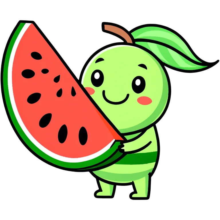 Stitch with a watermelone emoji