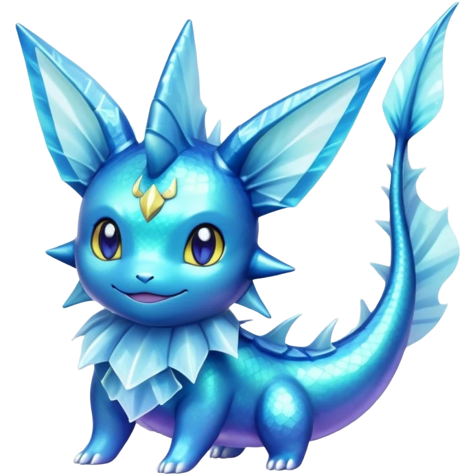 Shiny colorful Vaporeon-Aurorus-Amaura-Pokémon-hybrid-creature emoji