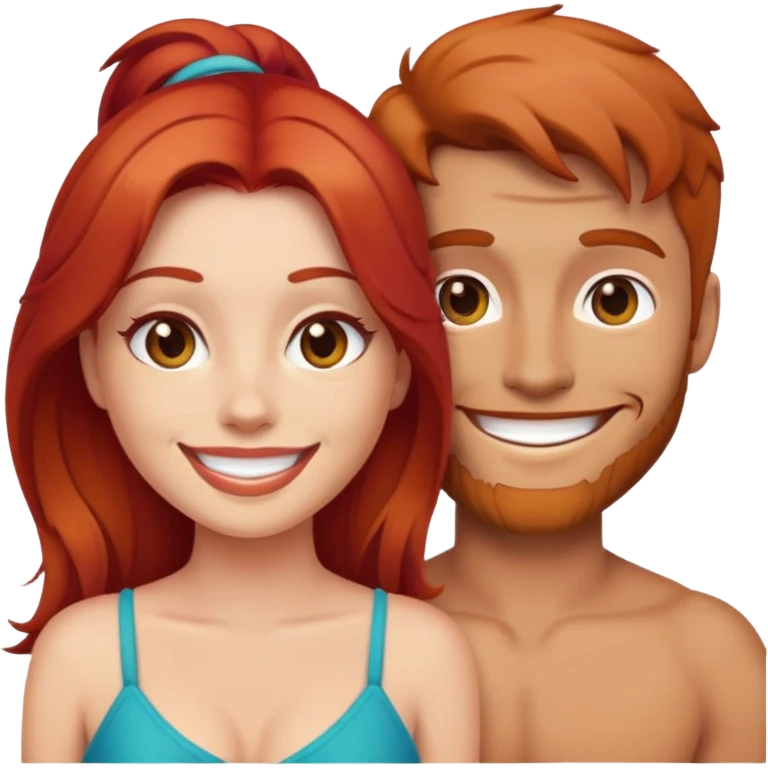 Make sexy emojis of a red-haired girl and a guy emoji