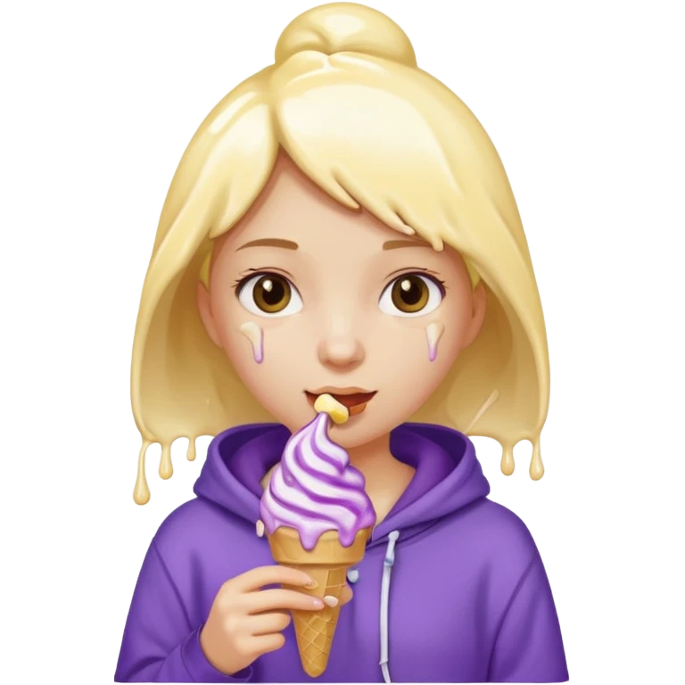 girl in purple hoodie holding ice cream emoji