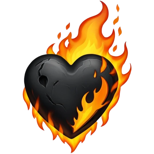 Black heart with black fire emoji