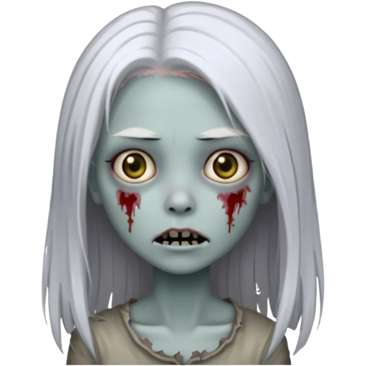 pale zombie girl with long straight white hair emoji
