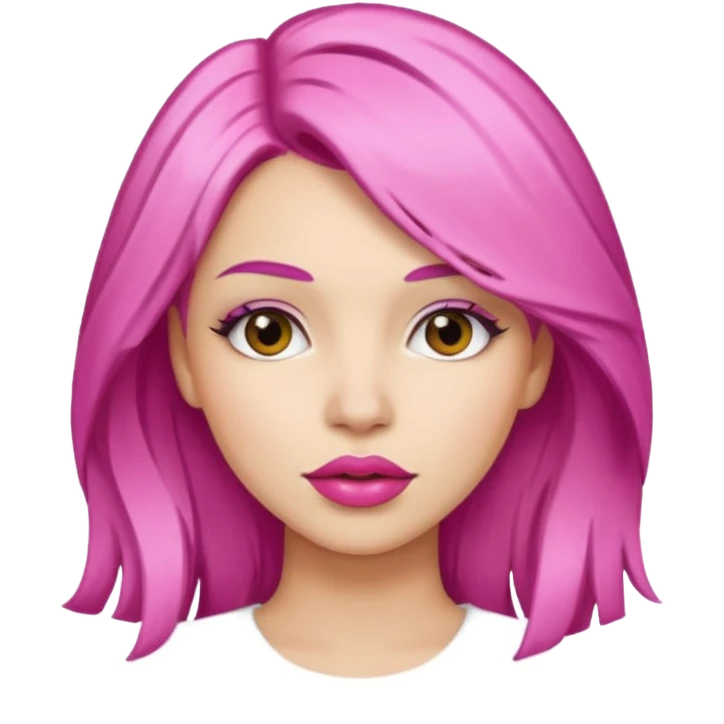 woman Pink lips, deifferent hair. emoji