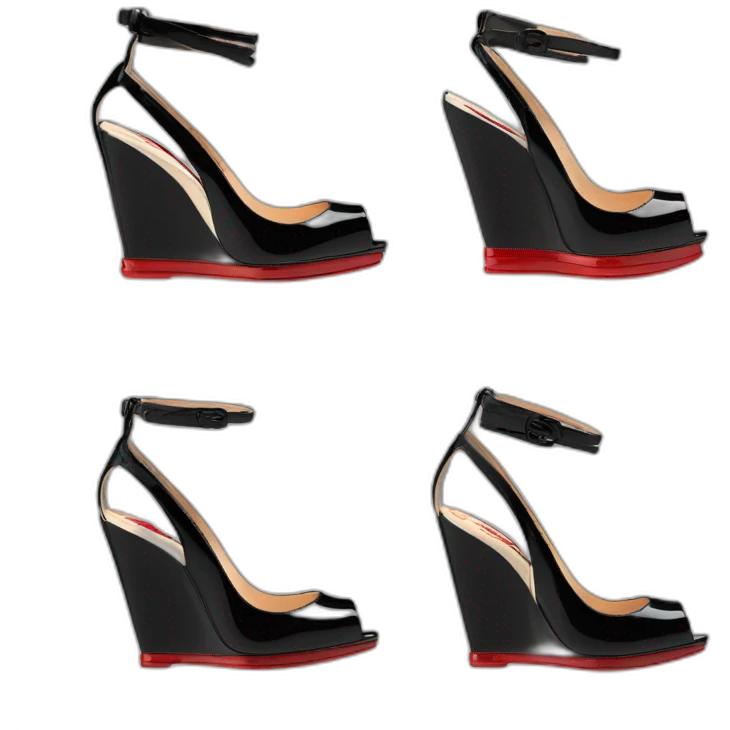WEDGE heel LOUBOUTIN BLK PATENT Plume Sling emoji