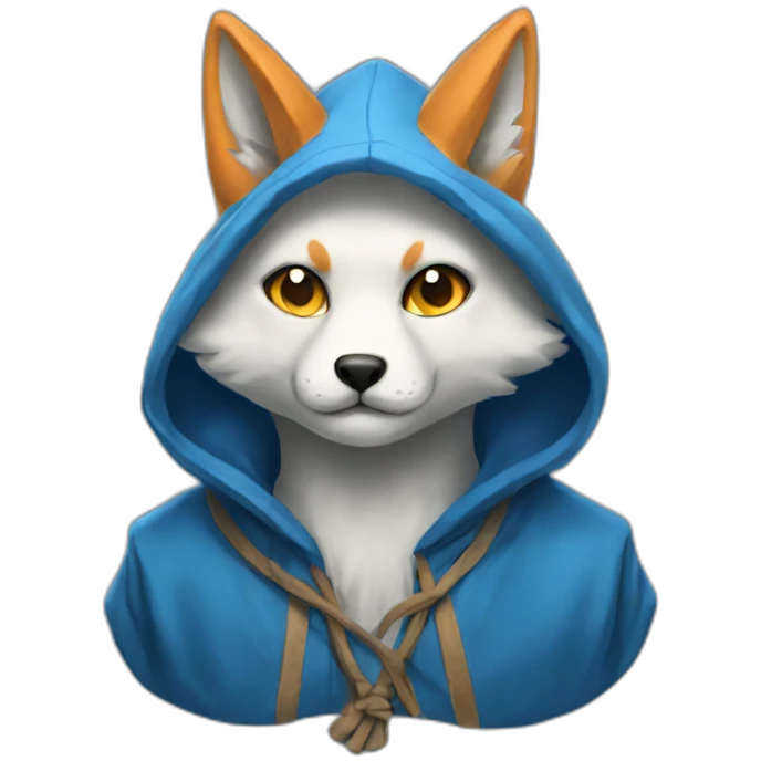 blue hooded kitsune emoji