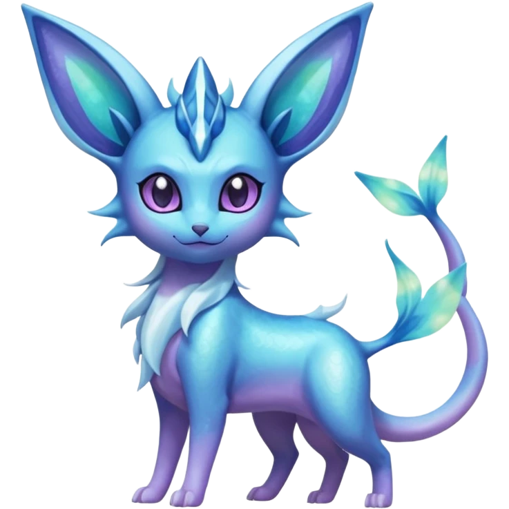 Shiny Nebulae Espeon-Lumineon-Vaporeon-Amaura-Glaceon-Dragonair-Fakémon-hybrid-creature (full body)  emoji