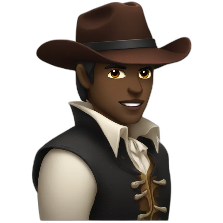 Very developed Cowboy kissing male vampire emoji
