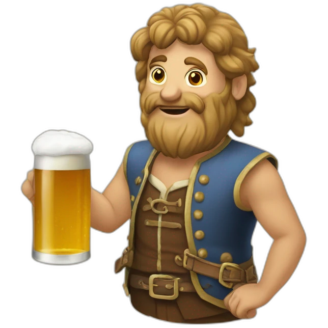 Charivari buvant une bière emoji