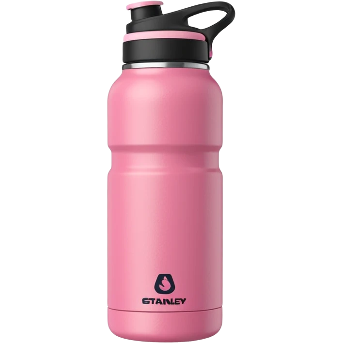 Botella de agua stanley quencher 2.0 con agarrado minimalista rosado emoji