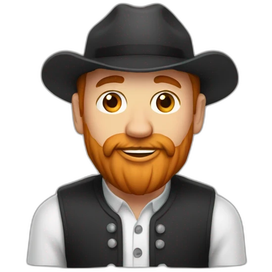 Homme avec bouc roux et mulet noir emoji