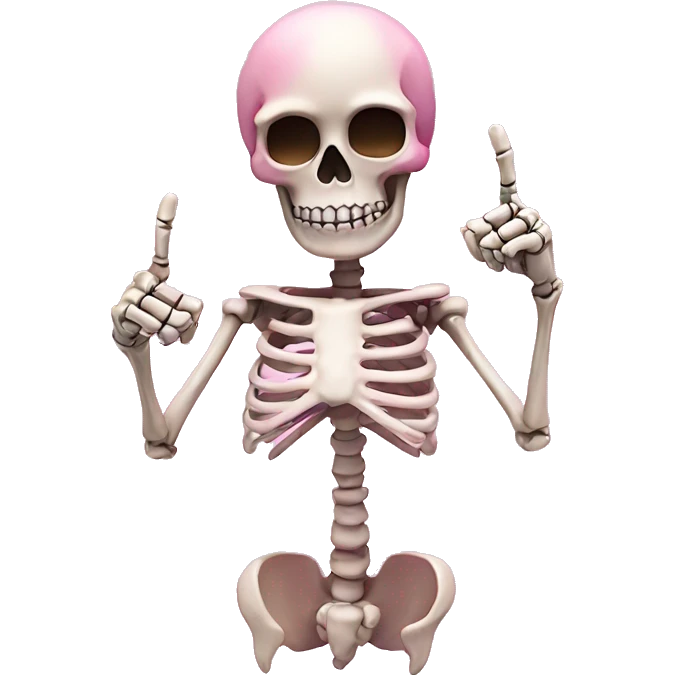 Cute pink skeleton giving the finger emoji