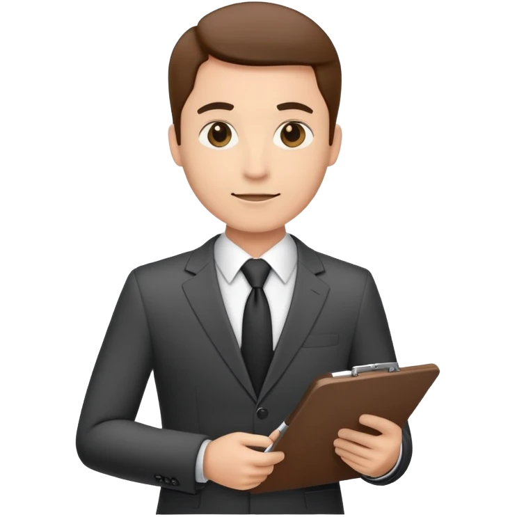 Professional business manager in a suit with a clipboard emoji