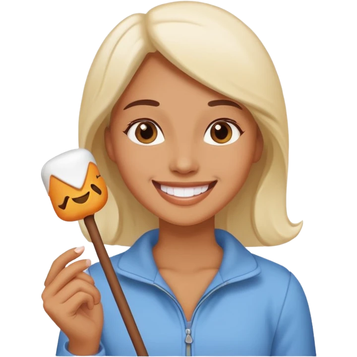 woman holding marshmallow stick emoji