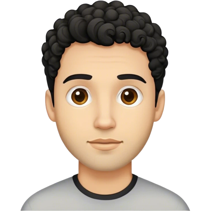 stubble man with curly wavy short black hair emoji