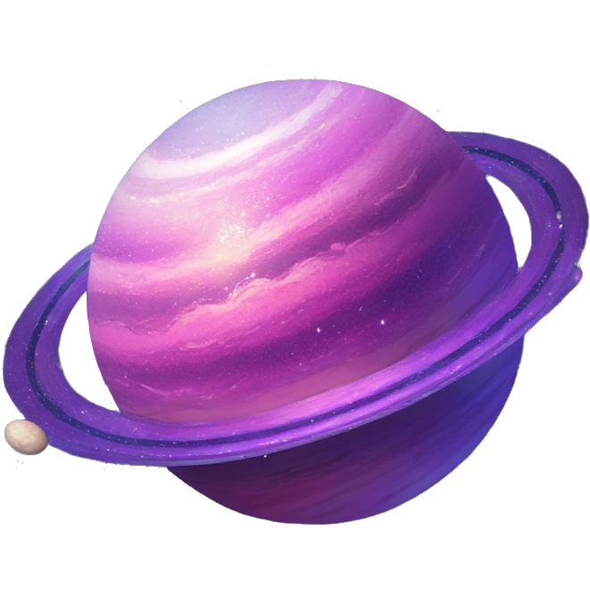 sparkly blue purple and pink glitter planet with white saturn ring emoji