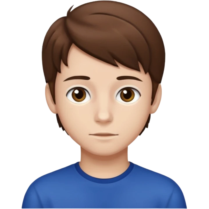 a teenage boy with brown hair and white skin with dark eyes emoji