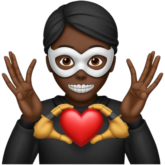 Emoji combination 💀 and 🫶🏿 emoji