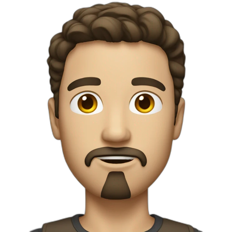brunette white man with a goatee and no beard emoji