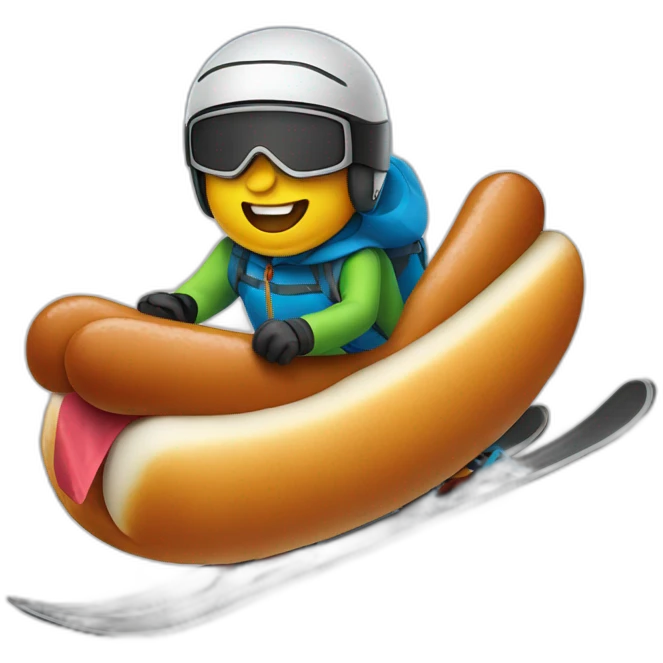 Hot-dog skiing emoji