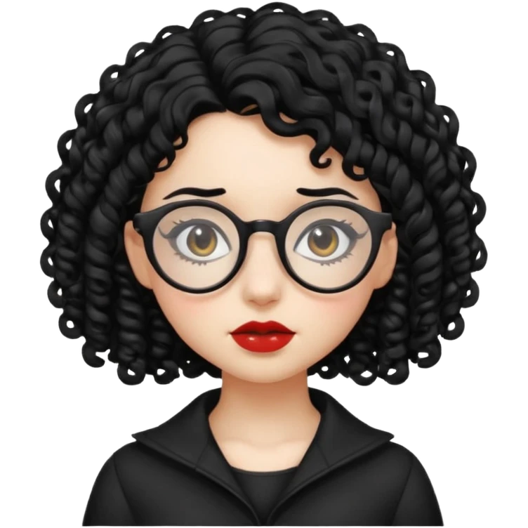 curly gothic girl with glasses emoji