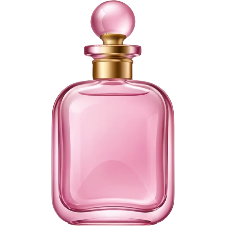 aesthetic pink perfume bottle with elegant glass design, simple and cute, pink color, shiny glass, no text emoji