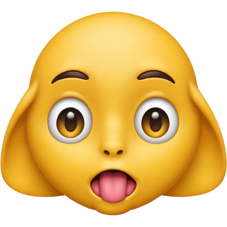 ios face emoji with both pupils at the center of the eye as if looking at the nose with tounge out emoji