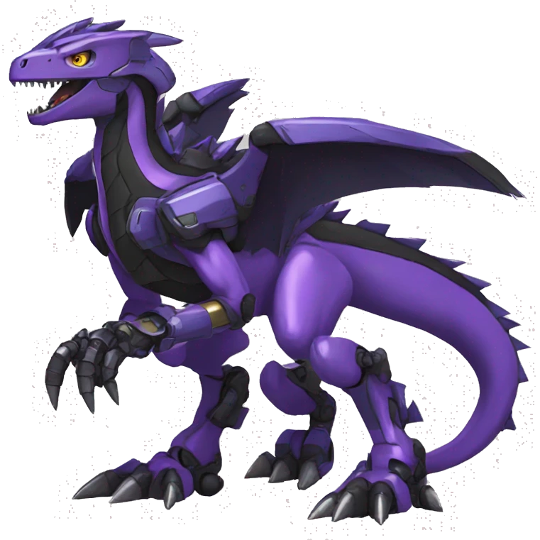  Cool Edgy Black Purple Digimon-Fakemon-Raptor-Dragon-Mecha full body emoji