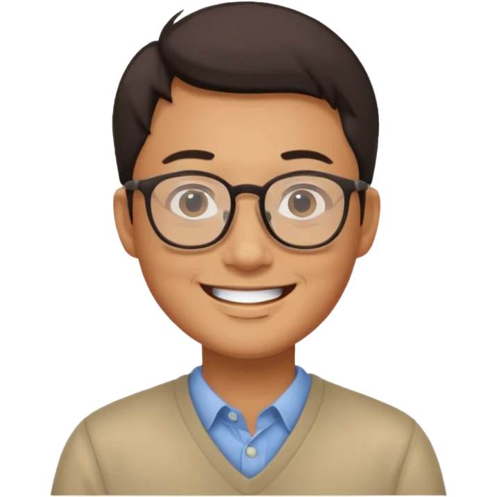 asian man wear glasses smile emoji