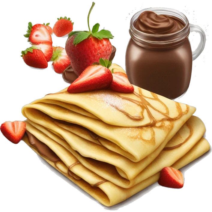 Crêpes with Nutella and strawberries on top emoji