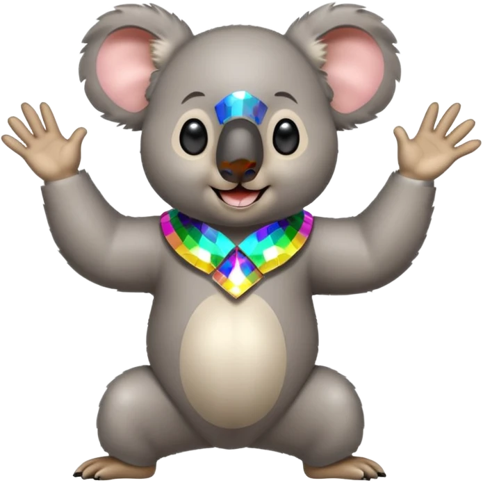 A koala in disco clothes, dancing enthusiastically, portrait, bust up emoji