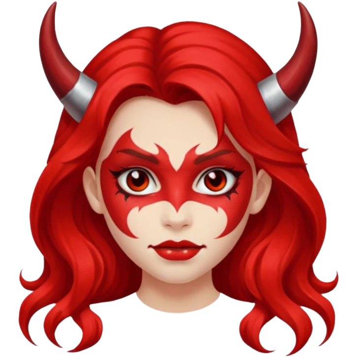 a long-haired red face paint devil girl  emoji