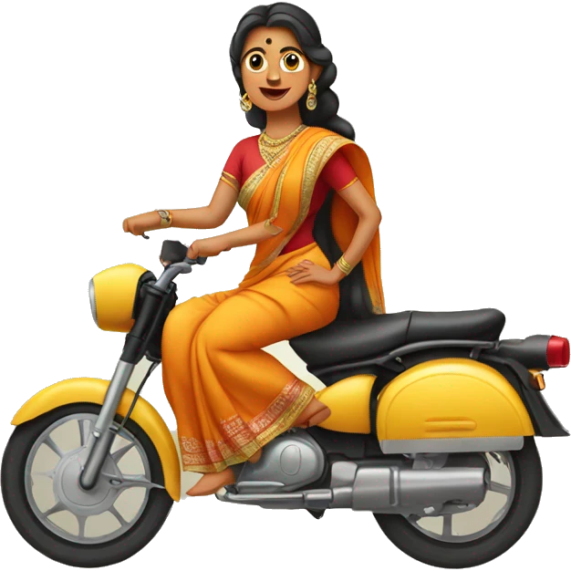 A desi women wearing saree and riding bike emoji