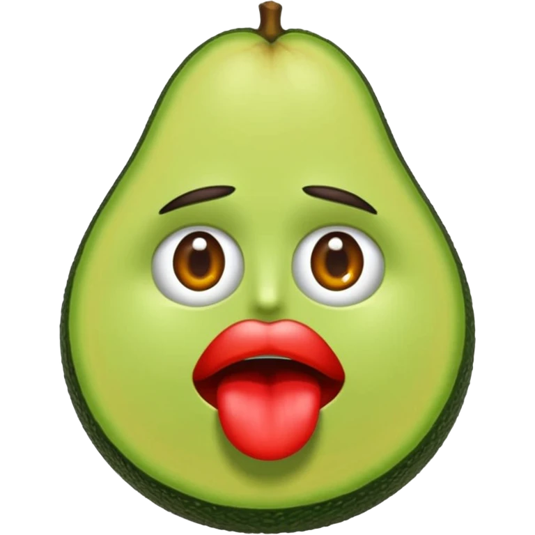 Aguacate con ojos y unos labios gruesos rojos emoji
