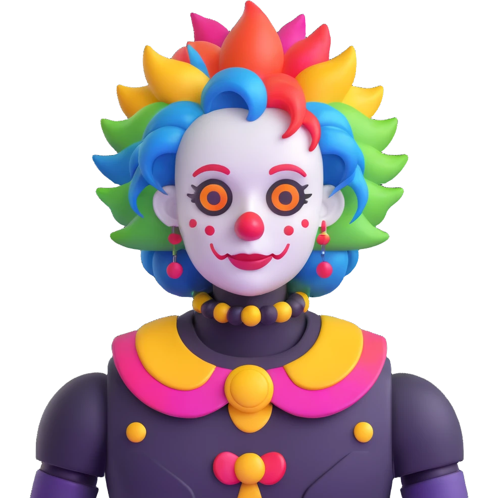 robot clown with colorful hair emoji