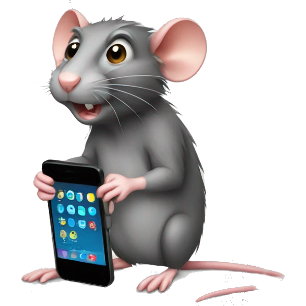Rat with phone emoji