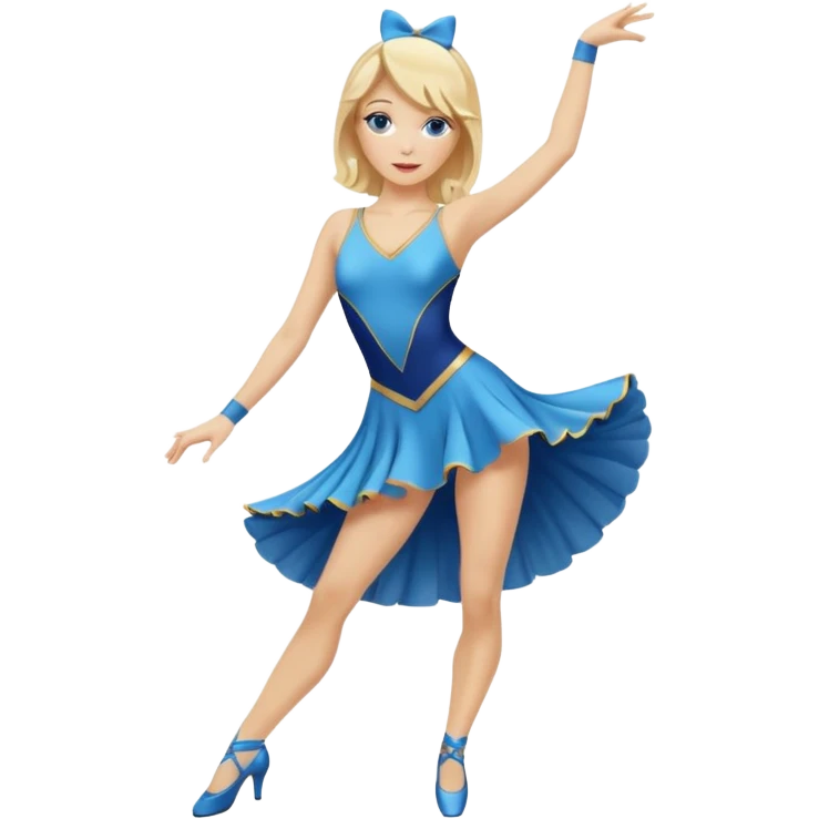 blue jazz style dance costume on blonde full body emoji