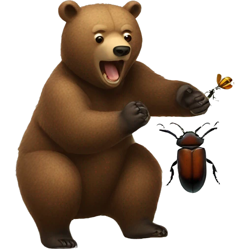 Bear hitting a beetle  emoji