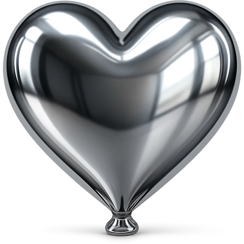 heart in the style of an inflated balloon, chrome 3D emoji style emoji