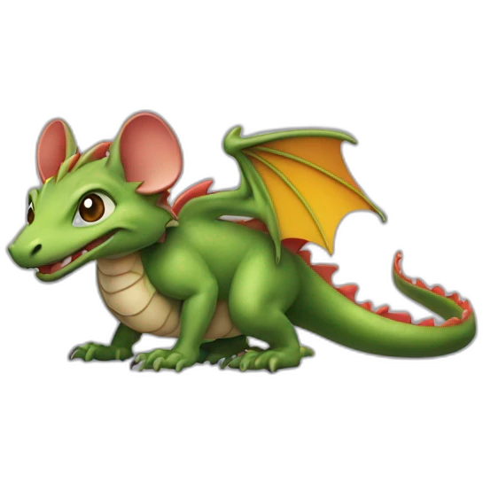Une souris sur le dos d'un dragon emoji