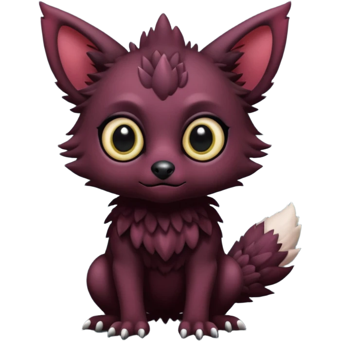 Cute black Trico-hybrid-creature dark burgundy (full body) emoji
